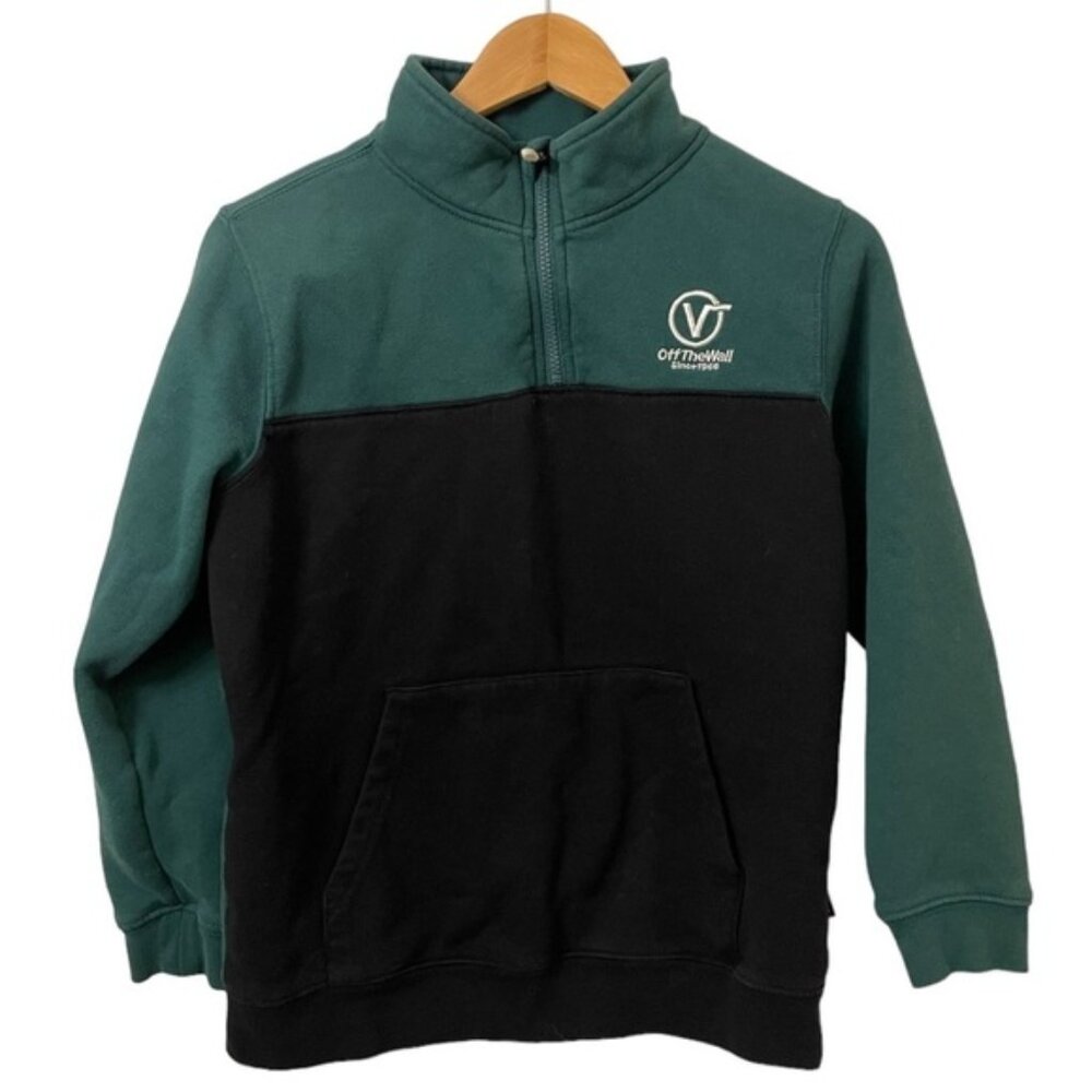 VANS youth pullover 1/4 zip sweatshirt green black Large